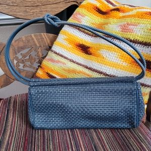 The Sak Woven Mini Shoulder Baguette Bag Y2K Knotted Leather Strap